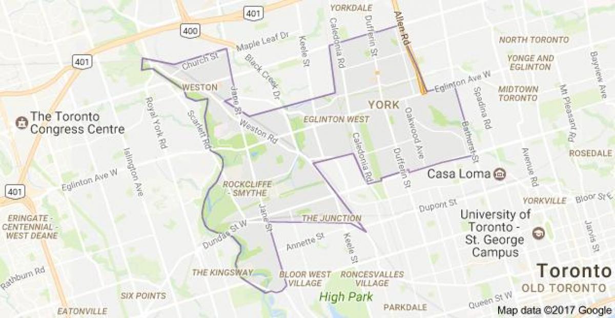 Karta av York, Toronto Kanada