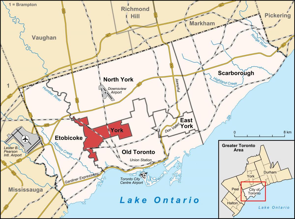 Karta av York, Toronto