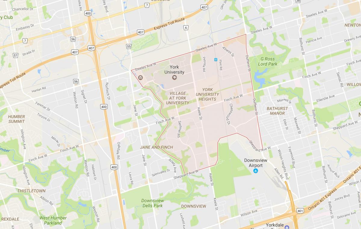 Karta över York University Heights grannskapet Toronto