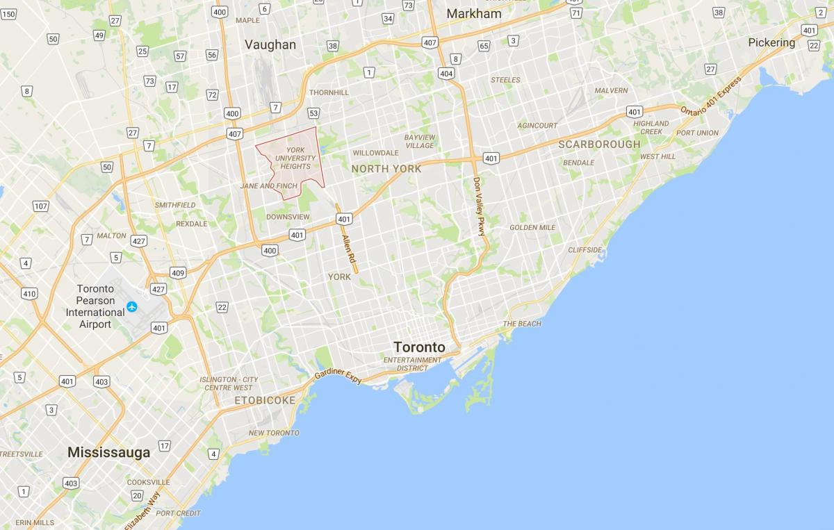 Karta över York University Heights distriktet Toronto