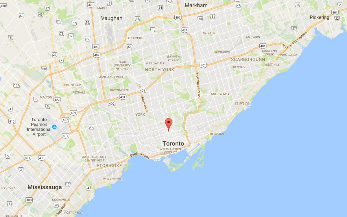 Karta över distriktet Yorkville i Toronto