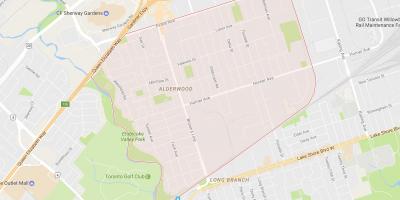 Karta över Alderwood Parkview grannskapet Toronto