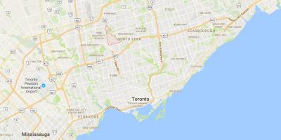 Karta över Bathurst Manor distriktet Toronto