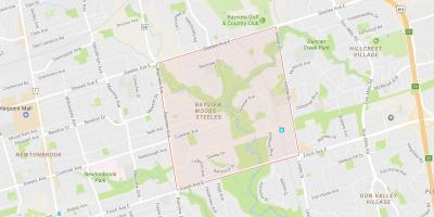Karta över Bayview Woods – Steeles grannskapet Toronto