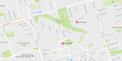 Karta över Casa Loma grannskapet Toronto