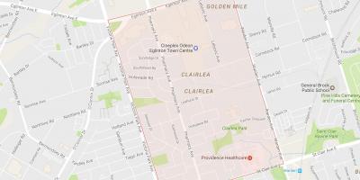 Karta över Clairlea grannskapet Toronto