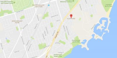 Karta över Cliffside grannskapet Toronto