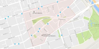 Karta över Corktown grannskapet Toronto