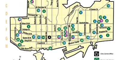 Karta över faciliteter rekreation Toronto