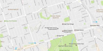 Karta av Hög Park stadsdelen Toronto