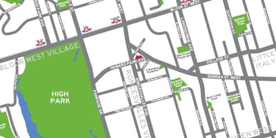 Karta av Hög park Toronto översikt