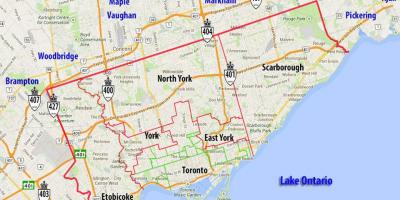 Karta över kommuner Toronto