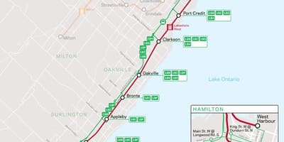Karta över linjen Sjön West Gå Transit