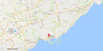 Karta över stadsdelen Fashion District Toronto