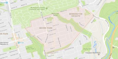 Karta av Moore Park stadsdelen Toronto
