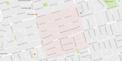 Karta över Pape Byn grannskapet Toronto