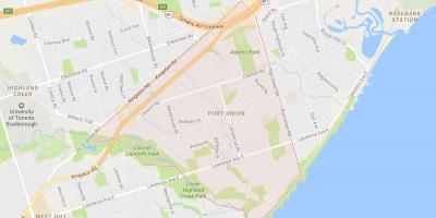 Karta över Port Unionens grannskap Toronto