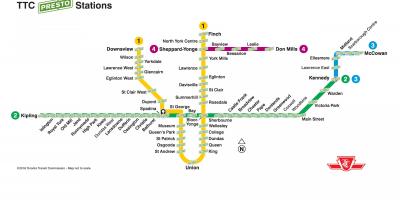 Karta över presto stationer TTC