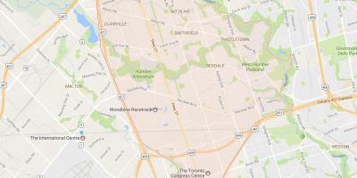 Karta över Rexdale grannskapet Toronto