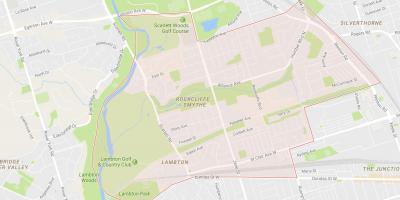 Karta över Rockcliffe–Smythe grannskapet Toronto