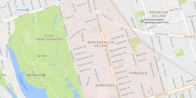 Karta över Roncesvalles grannskapet Toronto