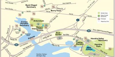 Karta över Royal botanical garden Toronto