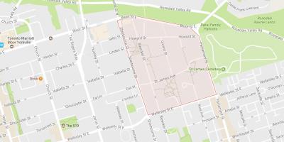 Karta över St. James Stan grannskapet Toronto