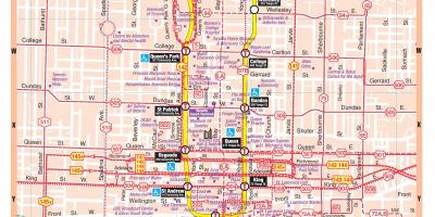 Karta över Tunnelbanan i downtown Toronto