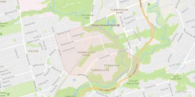 Karta över Thorncliffe Park stadsdelen Toronto