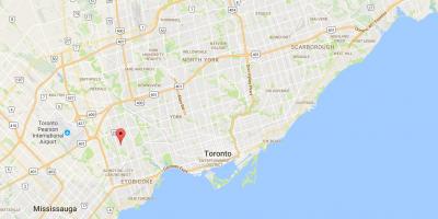 Karta över Thorncrest Byn distriktet Toronto
