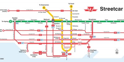 Karta över Toronto spårvagn