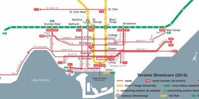 Karta över Toronto spårvagnen system