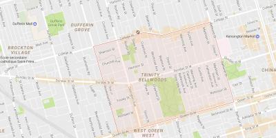Karta över Trinity–Bellwoods grannskapet Toronto