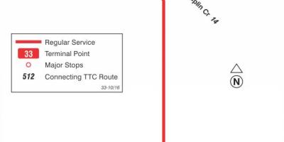 Karta över TTC 33 Forest Hill busslinje Toronto