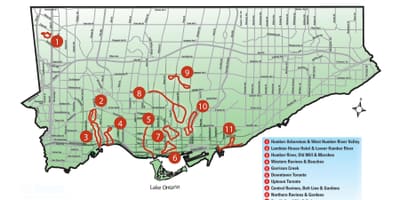 Karta över upptäckten promenad Toronto