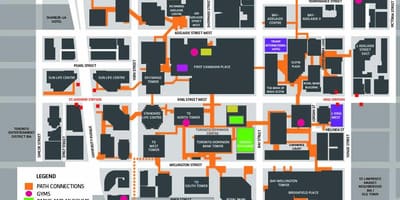 Karta över Vägen från Toronto Downtown Fotgängare Gångväg