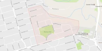 Karta över Wanless Park stadsdelen Toronto
