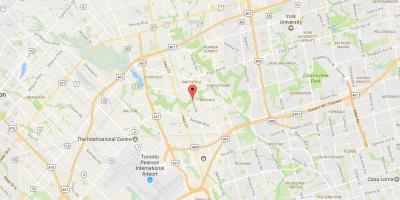 Karta över West Humber-Clairville grannskapet Toronto