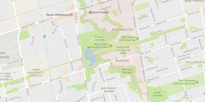 Karta över Westminster–Branson grannskapet Toronto