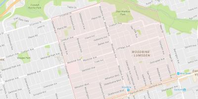 Karta över Woodbine Höjder grannskapet Toronto