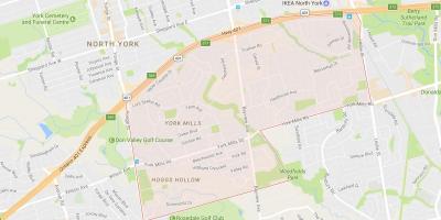 Karta över York Mills grannskapet Toronto