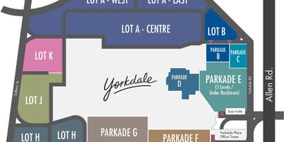 Karta över Yorkdale köpcentrum parkering