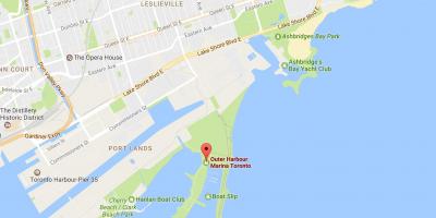 Karta över Yttre hamnen marina Toronto