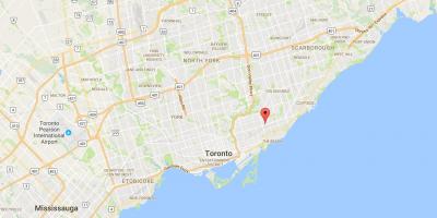 Karta över Östra Danforth distriktet Toronto